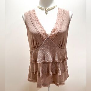 Vintage Y2K Michael Kors Mauve Pink Ruffled Sleeveless Blouse